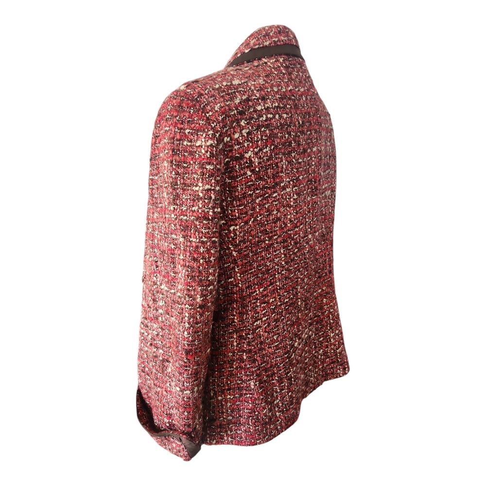 Talbots Red and Black Wool Blend Tweed Jacket 12 - Picture 6 of 9